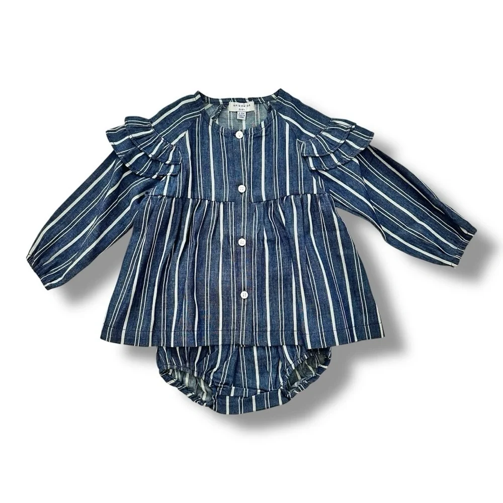 Maison Me | Chambray Stripe Rin Dress (6-12mos)
